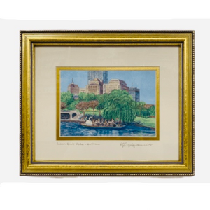 Framed Print - Swanboat Ride, Boston Public Garden - 8" x 10" - Gold Frame