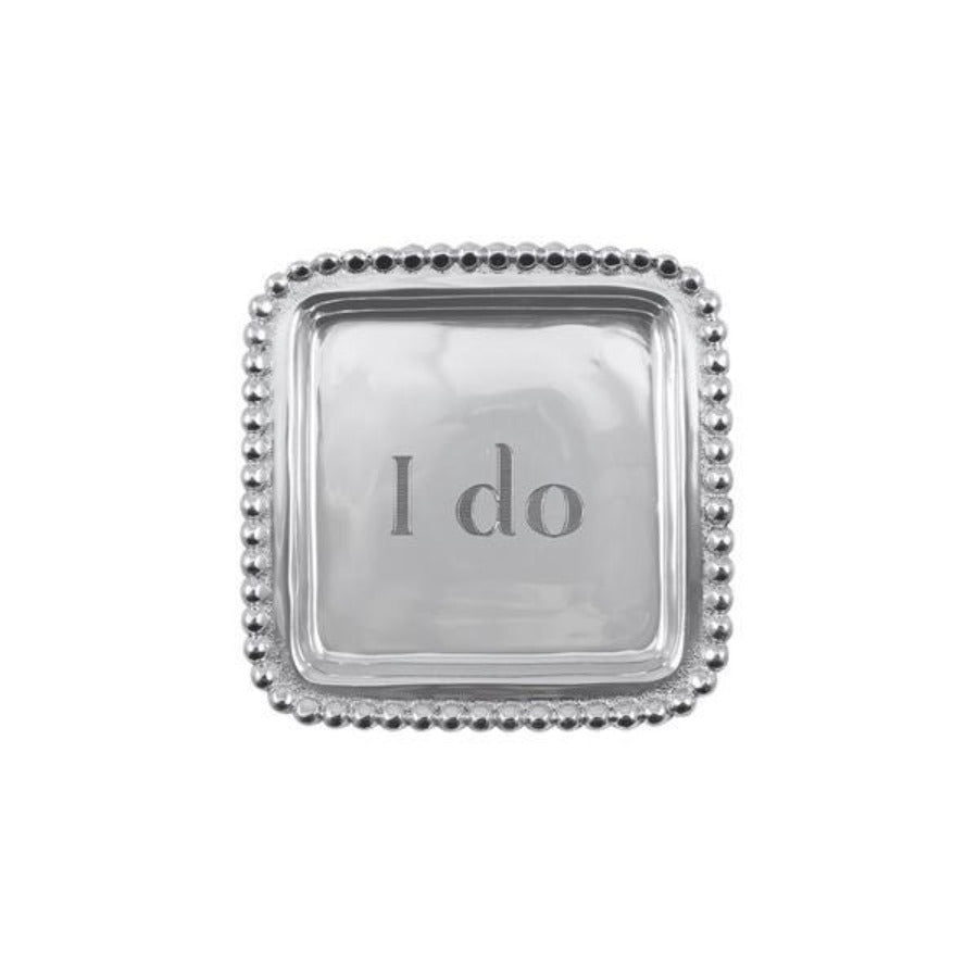 Beaded Square Tray - "I Do"