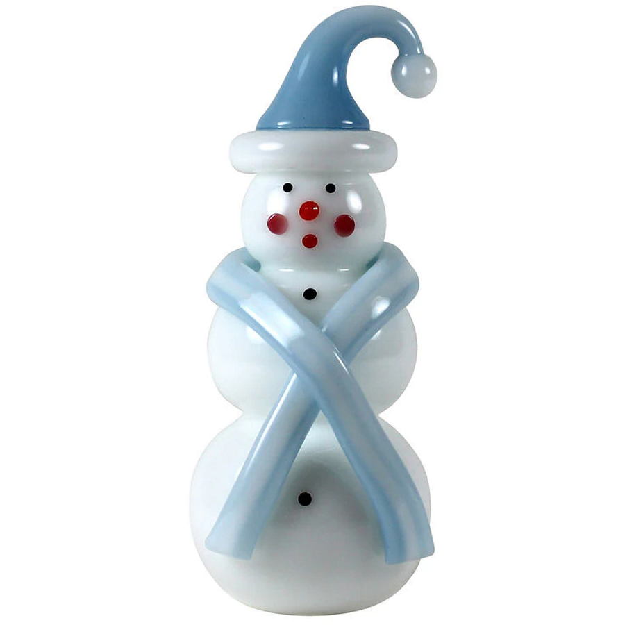 Glass Snowman - Light Blue Scarf/Stocking Cap