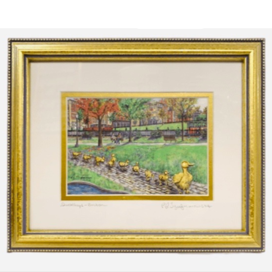 Framed Print - Ducklings, Boston Public Garden - 8" x 10" - Gold Frame