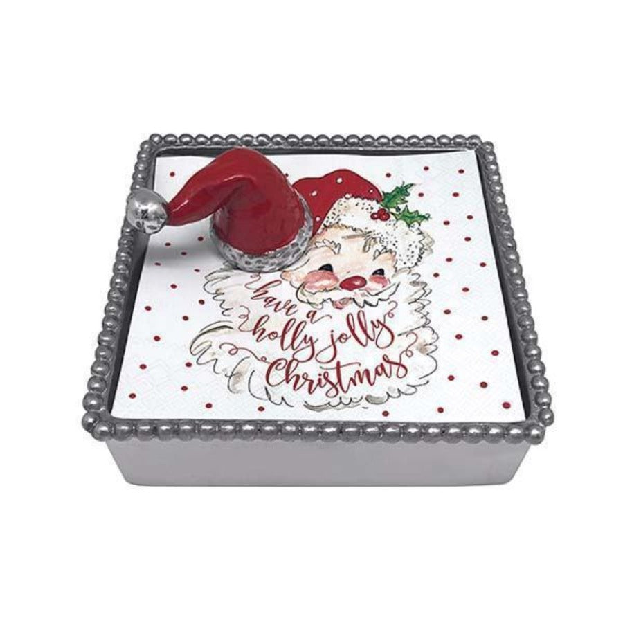 Beaded Napkin Box - Red Santa Hat